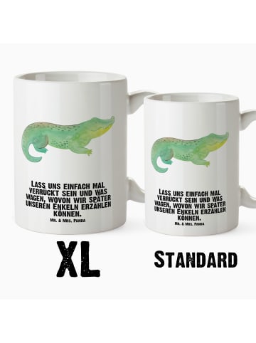 Mr. & Mrs. Panda Jumbo Tasse Krokodil mit Spruch in Weiß