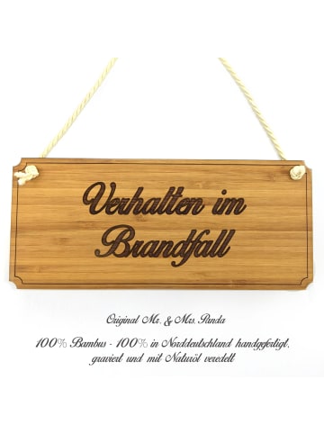 Mr. & Mrs. Panda Hinweisschild Verhalten im Brandfall mit Spruch in Keine Angabe