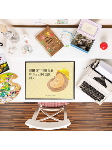 Mr. & Mrs. Panda schreibtischunterlage Igel Beten mit Spruch in Gelb Pastell