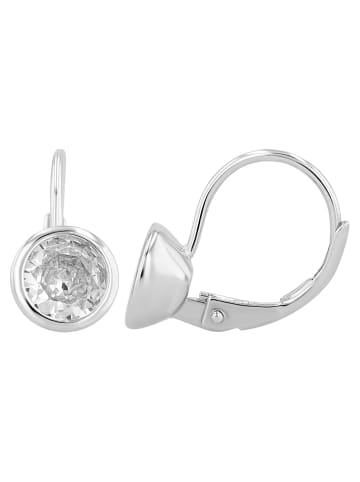 Adeliás Damen Ohrringe – Klappcreole aus 925 Silber mit Zirkonia in silber