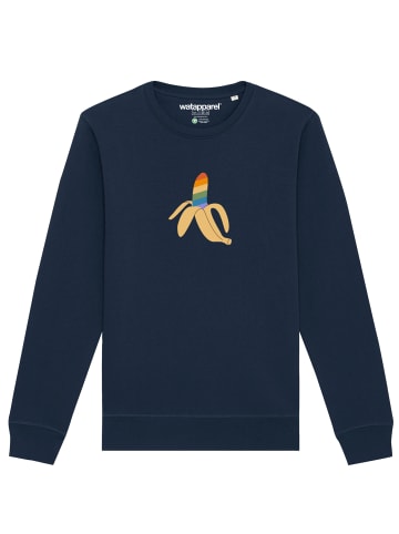 wat? Apparel Sweatshirt Rainbow Banana in Dunkelblau