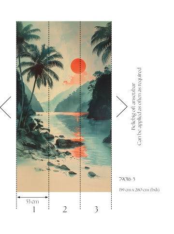 A.S. Création Wandbild Crimson Sunset in Tropengrün