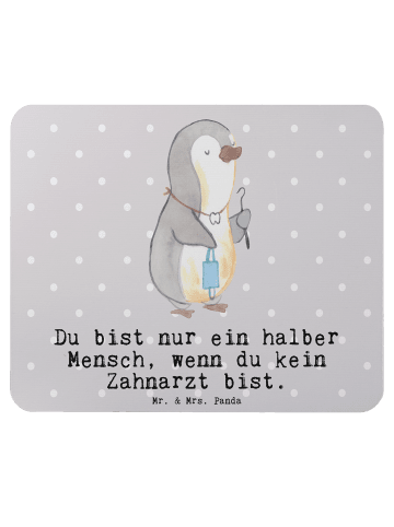 Mr. & Mrs. Panda Mauspad Zahnarzt Herz mit Spruch in Grau Pastell