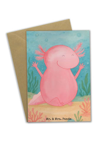 Mr. & Mrs. Panda Grußkarte Axolotl Hurra Design ohne Spruch in Weiß