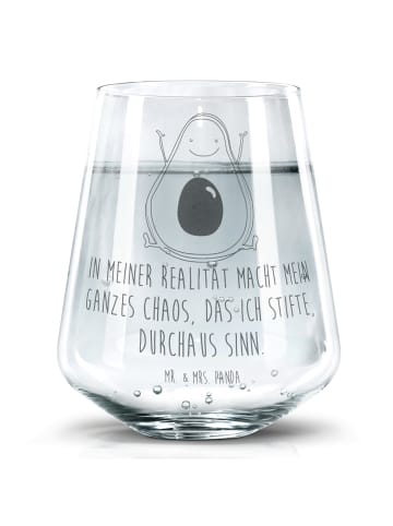 Mr. & Mrs. Panda Trinkglas Avocado Glücklich mit Spruch in Transparent