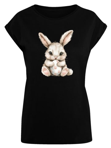 F4NT4STIC Extended Shoulder T-Shirt Niedlicher Osterhase mit Ei in schwarz