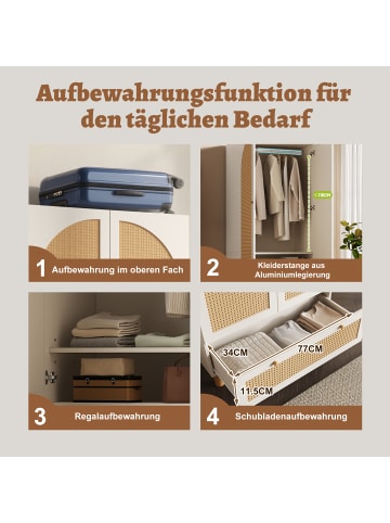 ABRIHOME Kleiderschrank mit höhenverstellbaren Regalen & Kleiderstange, 180x85x52 cm