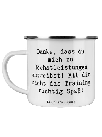 Mr. & Mrs. Panda Camping Emaille Tasse Spruch Motivierender Fitn... in Weiß