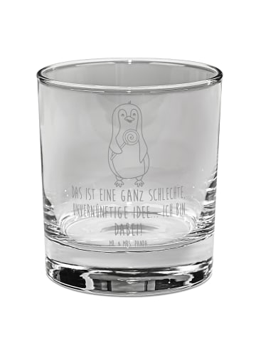 Mr. & Mrs. Panda Gin Glas Pinguin Lolli mit Spruch in Transparent
