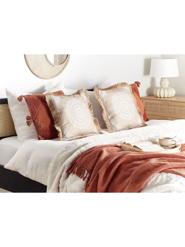 Beliani 2er-Set Dekokissen AGRIMONY in Beige/Weiß