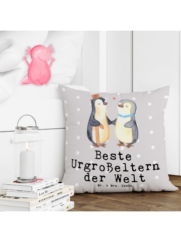 Mr. & Mrs. Panda Kopfkissen Pinguin Beste Urgroßeltern der Welt ... in Grau Pastell