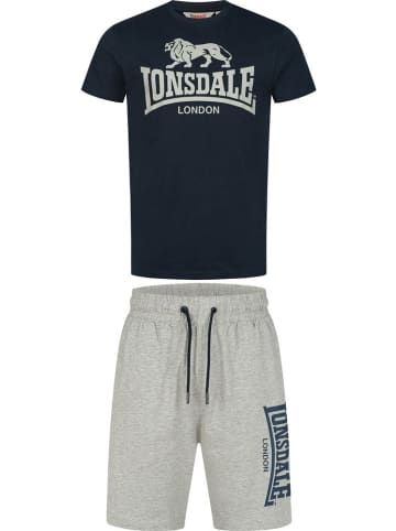 Lonsdale Trainingsanzug "Mair T-Shirt & Shorts Set Normale Passform" in Blau