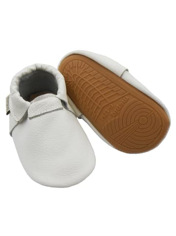 Mepiq Baby-Leder-Laufschuhe, komfortabel mit rutschfester Sohle - Weiß