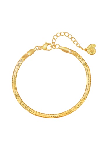 Hey Happiness Vergold. Armband Schlangenkette Edelstahl in Gold - (L) 15,5-19,5