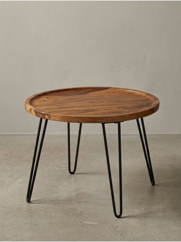 KADIMA DESIGN Couchtisch Massivholz 60x45x60 cm Wohnzimmertisch Rund