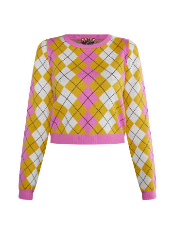 myMo ROCKS Damen Strickpullover in Pink Gelb Mehrfarbig