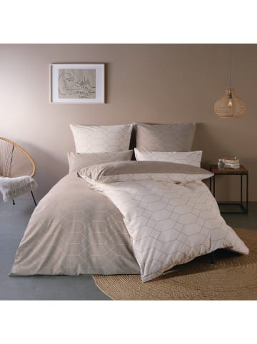 REDBEST Satin Wendebettwäsche in taupe-creme