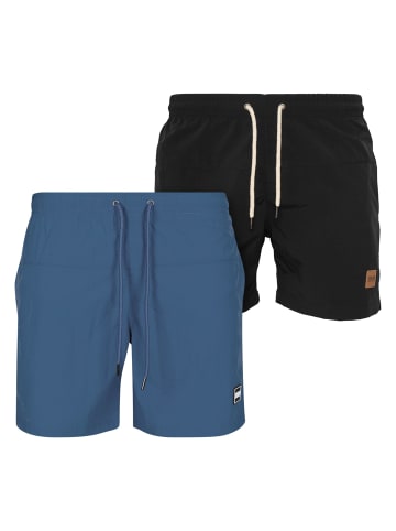 Urban Classics Badeshorts in vintageblue+black