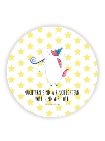 Mr. & Mrs. Panda Rund Magnet Einhorn Party mit Spruch in Weiß