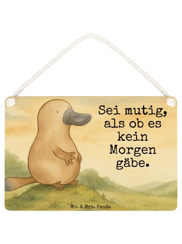 Mr. & Mrs. Panda Schild Schnabeltier Mut Design mit Spruch in Weiß