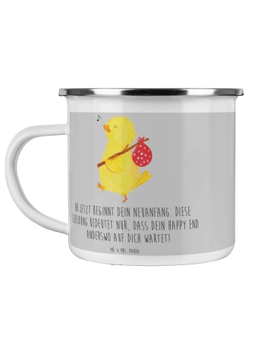 Mr. & Mrs. Panda Camping Emaille Tasse Neuanfang Scheidung mit S... in Heather Grey
