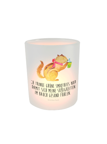 Mr. & Mrs. Panda Kerzenhalter Eichhörnchen Smoothie mit Spruch in Transparent