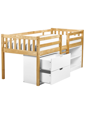 Beliani Kinderbett SUSVILLE in Braun/Weiß - (W) 97 x (H) 99 x (L) 207 cm