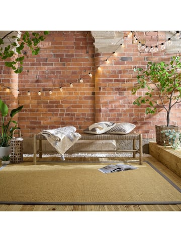 KADIMA DESIGN Outdoor Teppich Sisal Bordüre, Balkon schmutzabweisend in Natur-Grau