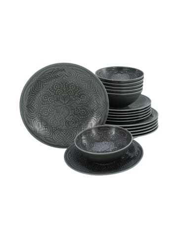 CreaTable Orient  Mandala Teller Set in Stein in Stein