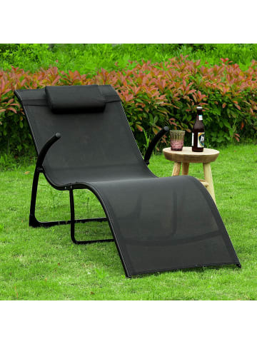 SoBuy Sonnenliege in Schwarz - (B)60 x (H)69 x (T)173cm