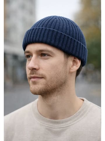 Yuhu Trawler Beanie Herren kurz Retro Dockermütze in Dunkel-Blau
