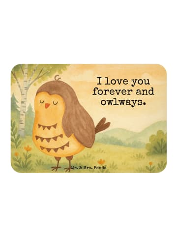 Mr. & Mrs. Panda Kühlschrankmagnet Eule Zufrieden Design mit Spruch in Weiß