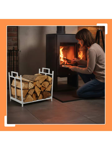 relaxdays Kaminholzregal in Weiß - (B)45 x (H)41 x (T)33 cm