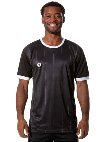 Stark Soul® Kurzarm Sportshirt Pinstripes in schwarz-weiss