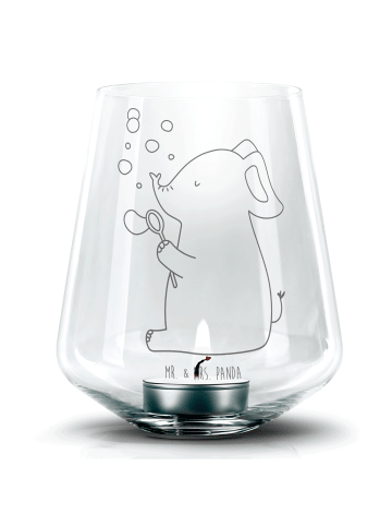 Mr. & Mrs. Panda Gravur Windlicht Elefant Seifenblasen ohne Spruch in Transparent