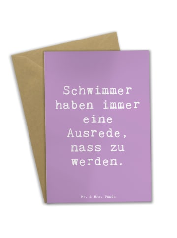 Mr. & Mrs. Panda Grußkarte Spruch Schwimmen Ausrede mit Spruch in Lavendeltraum