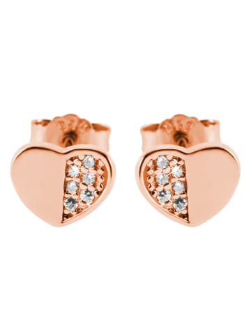 Adeliás Damen Ohrringe – Ohrstecker aus 925 Silber mit Zirkonia in gold