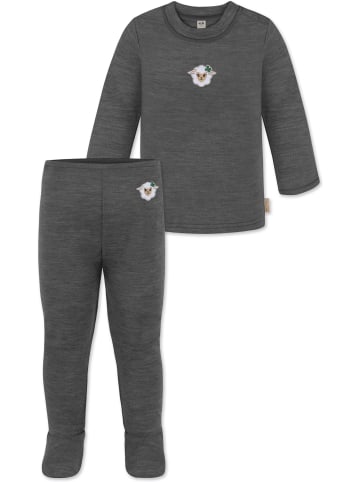 Normani Outdoor Sports Baby Merino Set Wollpullover und Unterhose in Anthrazit