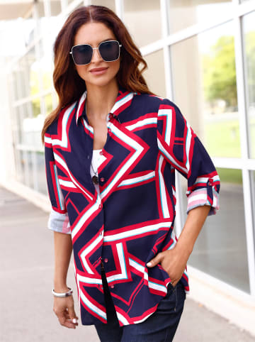 WITT WEIDEN Longbluse in marine-rot-bedruckt