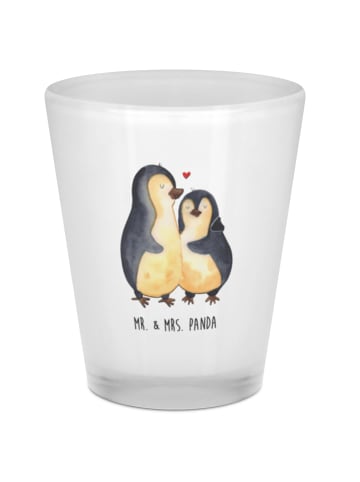 Mr. & Mrs. Panda Schnapsglas Pinguin umarmen ohne Spruch in Transparent