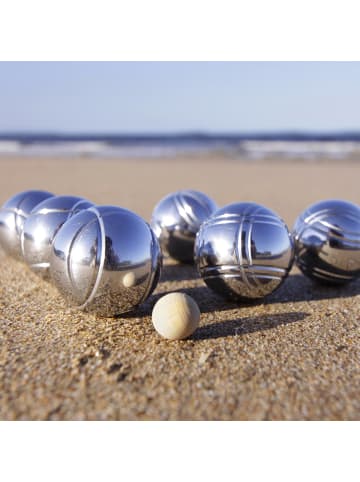 relaxdays 11-tlg. Boule Kugeln Set in Natur/ Silber