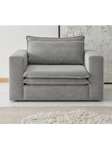 Furn.Design Loveseat hellgrau Cord, Loungesessel 125 cm