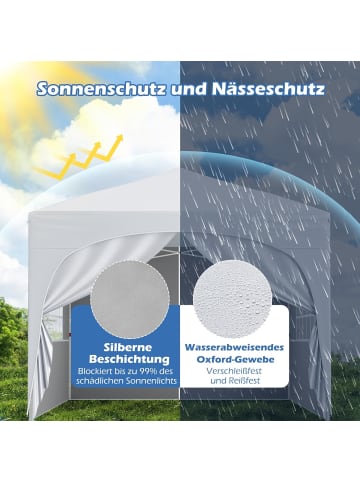 COSTWAY 3x3 m Faltpavillon mit 4 Seitenwänden in Weiß