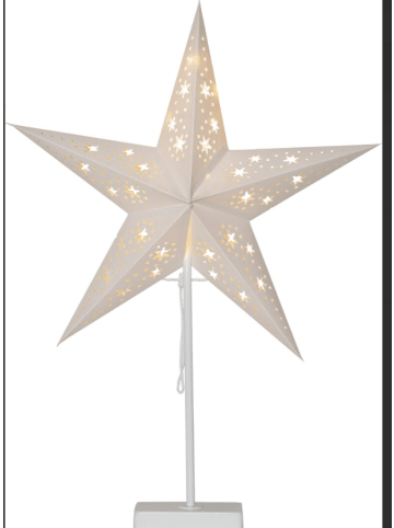 STAR Trading Stern-Tischleuchte Karo, weiß, 34x55cm in Weiß