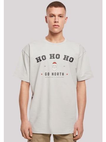 F4NT4STIC Heavy Oversize T-Shirt Ho Ho Ho Santa Claus Weihnachten in lightasphalt