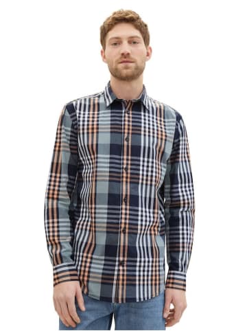 Tom Tailor Langarmhemd in navy orange mint big check