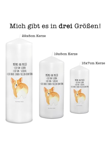 Mr. & Mrs. Panda Stumpenkerze Corgi Po mit Spruch in Weiß