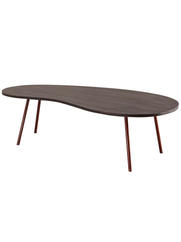 KADIMA DESIGN Design Couchtisch JAI 122x34,5x63 cm Akazie mit Metallbeinen Kupfer, in Grau