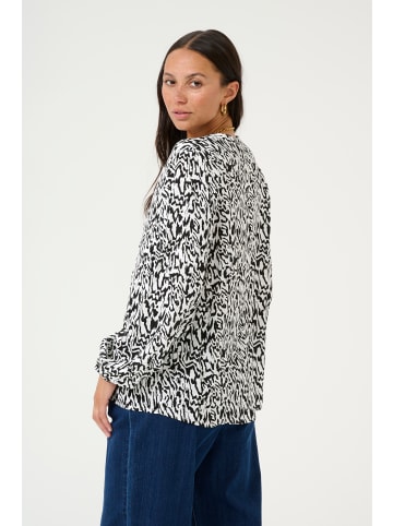 Kaffe Bluse langarm KAmathilde Loose fit in Chalk/Black Graphic Lines