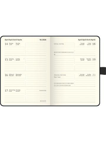 BRUNNEN Taschenkalender Kompagon 10x14cm PU-Einband dunkelblau Kalendarium 2026